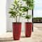 Glitzhome® 23.75" Eco-Friendly Honeycomb Textured Red Tall Plastic Planters, 2ct.